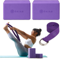Gaiam Yoga Block with Strap - Premium Latex-Free EVA Foam Support for Yoga and Pilates